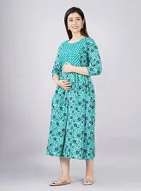 Murli Kurti Women's Cotton Maternity Dress, Easy Breast Feeding, Breast Feeding Dress Zippers for Nursing Pre and Post Pregnancy-thumb2