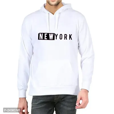Regular Fit Full Sleeves Hooded Neck Printed New York Winter Wear Casual Sweatshirt Hoodie for Menw
