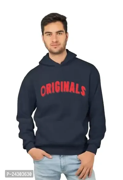 Regular Fit Full Sleeves Hooded Neck Printed Originals Winter Wear Casual Sweatshirt Hoodie for Menw