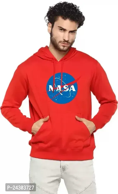 Regular Fit Full Sleeves Hooded Neck Printed Old NASA Winter Wear Casual Sweatshirt Hoodie for Men