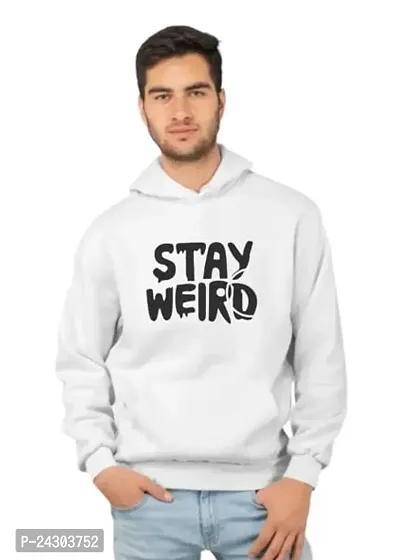 Regular Fit Full Sleeves Hooded Neck Printed StayWeird Winter Wear Casual Sweatshirt Hoodie for Men