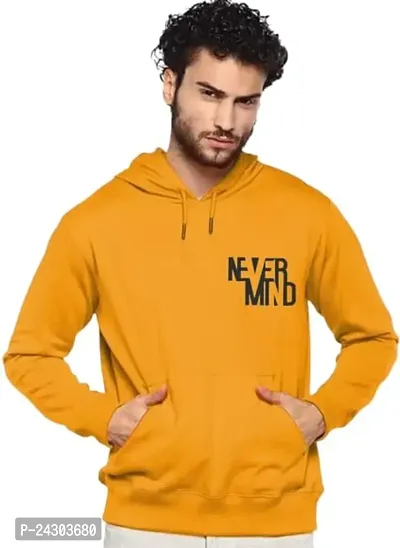 Regular Fit Full Sleeves Hooded Neck Printed Small Never Mind Winter Wear Casual Sweatshirt Hoodie for Menw