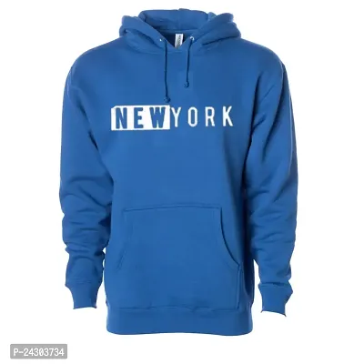 Regular Fit Full Sleeves Hooded Neck Printed New York Winter Wear Casual Sweatshirt Hoodie for Menw