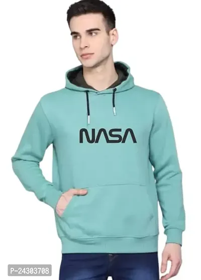 Regular Fit Full Sleeves Hooded Neck Printed New NASA Winter Wear Casual Sweatshirt Hoodie for Menw