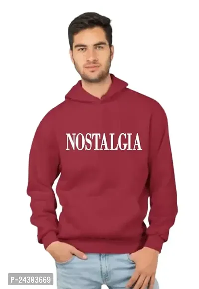 Regular Fit Full Sleeves Hooded Neck Printed Nostalgia Winter Wear Casual Sweatshirt Hoodie for Men
