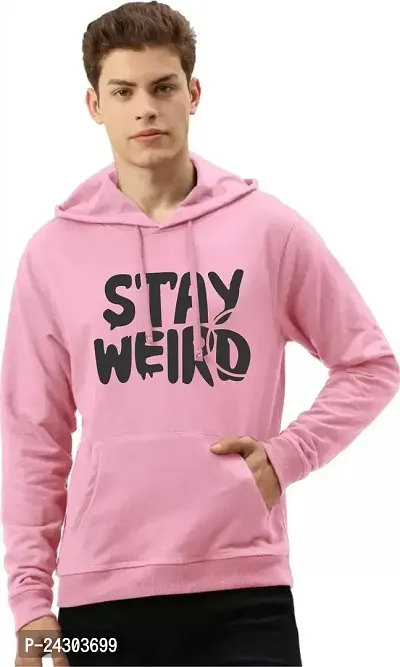 Regular Fit Full Sleeves Hooded Neck Printed StayWeird Winter Wear Casual Sweatshirt Hoodie for Men