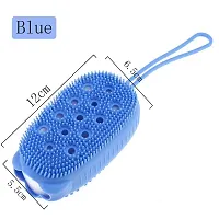 Silicone Shower Sponge, Double Sided Rubber Scrub Body Brush - Multicolor  pack of 1-thumb1