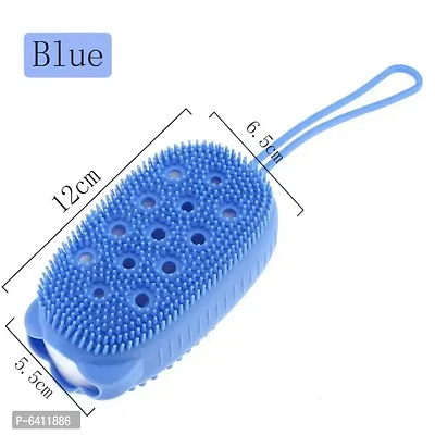 Silicone Shower Sponge, Double Sided Rubber Scrub Body Brush - Multicolor  pack of 1-thumb2