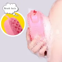 Silicone Shower Sponge, Double Sided Rubber Scrub Body Brush - Multicolor  pack of 1-thumb3