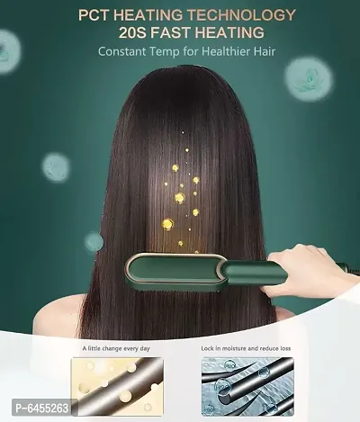 Professional Hair Straightener Tourmaline Ceramic Hair Curler Brush Hair Comb Straighteners Curling Anti-perm Straight Hair Comb Hair Iron Hair Styler Tool (Multi-Colors)) PACK OF 1-thumb2