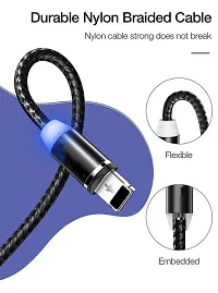 Magnetic Super Fast Charging Cable, 360 Digree 3 in 1 Jack, LED Indicator Light Cable Compatible with All Type-C Smartphone, Android and iOS Smartphone's.(Black) pack of 1-thumb4