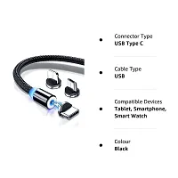 Magnetic Super Fast Charging Cable, 360 Digree 3 in 1 Jack, LED Indicator Light Cable Compatible with All Type-C Smartphone, Android and iOS Smartphone's.(Black) pack of 1-thumb2