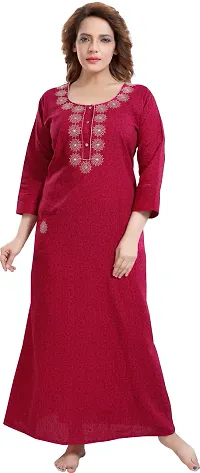 Chhavi Cotton Embroidery Nighty/Night Gown