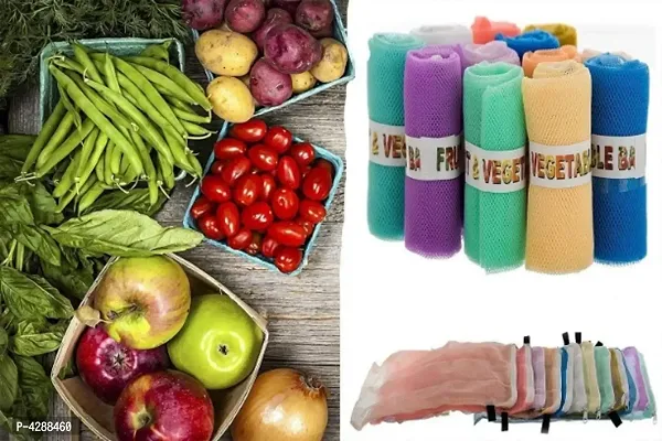 Freshwind Multi-Purpose Vegetables Fruits Mesh Fridge Storage Washable Zip Bags (Pack of 12)-thumb4