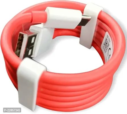 Classic 65W Vooc/Dart/Warp/Dash/Supervooc/Superdart Fast Charger Cable 1.01 M Usb Type C Cable(Compatible With All Vivo, Oppo, Samsung, Gionee, Mi, Vivo, One Plus And Boat, Red, White)