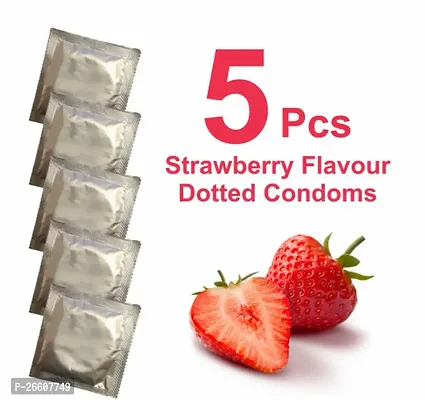 Strawberry Flavour Dotted Condoms 5 Pcs