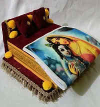 Thakur, Laddu Gopal, Bal Gopal Ji SinghasanWith Printed Chadar Silk Chowki-thumb3