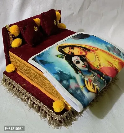 Thakur, Laddu Gopal, Bal Gopal Ji SinghasanWith Printed Chadar Silk Chowki-thumb4