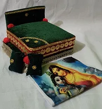 Thakur, Laddu Gopal, Bal Gopal Ji Singhasan With Printed Chadar Silk Chowki-thumb1