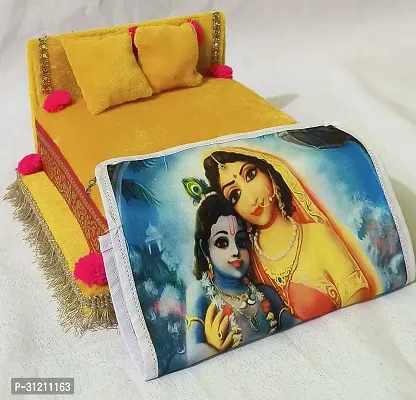 Thakur, Laddu Gopal, Bal Gopal Ji SinghasanWith Printed Chadar Silk Chowki