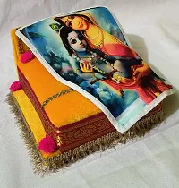 Thakur, Laddu Gopal, Bal Gopal Ji SinghasanWith Printed Chadar Silk Chowki-thumb1