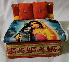 Thakur, Laddu Gopal, Bal Gopal Ji Singhasan With Printed Chadar Silk Chowki-thumb3