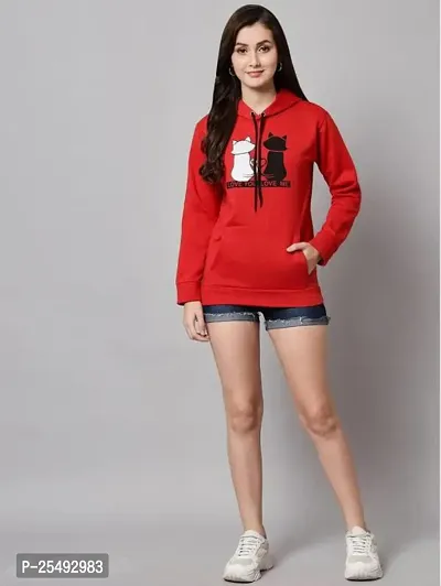 Women Sweatshirt with Hoodies, Fleece Material Full Sleeves Jumper Women Winter Wear  for Women-thumb0