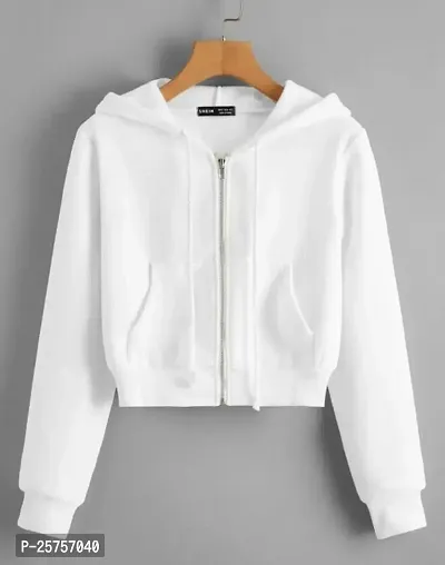 Fashion  Women's Jacket Winter Sweatshirts Hoodie with Zip - White-thumb0