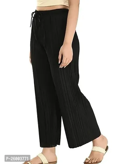 Combo of Women's Loose Fit Palazzo Pants - Black + White , Pack of 2pc-thumb2