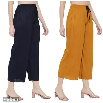 Combo of Women's Loose Fit Palazzo Pants - Black + Yellow , Pack of 2pc-thumb0