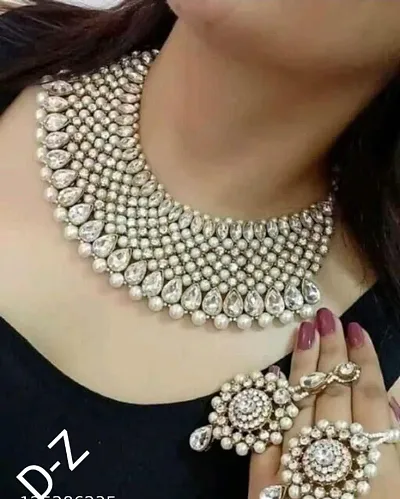 Pearl Crystal Kundan Choker Necklace Sets