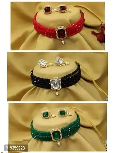 Multicolor Beads Choker Set Pack of 3-thumb0