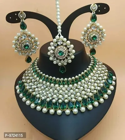 Alloy Kundan Pearl Bridal Jewellery Set-thumb0