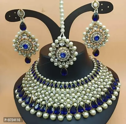 Alloy Kundan Pearl Bridal Jewellery Set-thumb0
