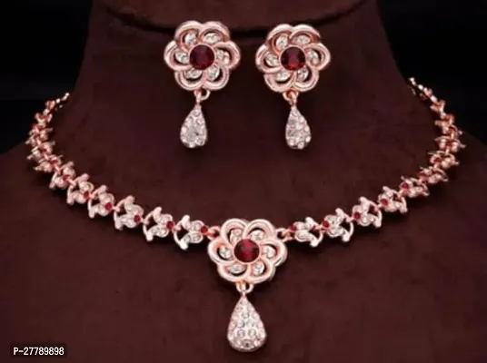 Elegant Alloy Necklace With Earring For Women-thumb0