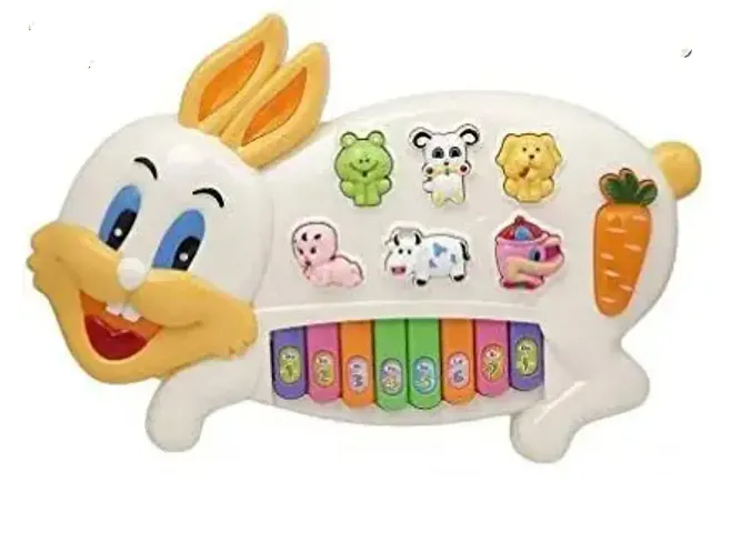 1698f-flipclips Musical Rabbit Piano Toy with Flashing Light  Sound for Kid, Early Development Musical Toy- Assorted (Pack of 1)