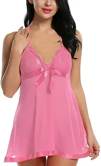Stylish Pink Net Bridal Baby Dolls with Bikini Set For Women-thumb3