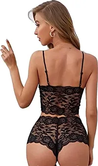 Iyara Collection - Women Lace Babydoll Lingerie (Bra-Panty) Set Black-White-thumb2