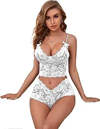 Iyara Collection - Women Lace Babydoll Lingerie (Bra-Panty) Set Black-White-thumb3