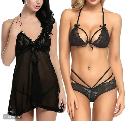 Buy IYARA COLLECTION Women Short Transparent Net Nighty and Lace