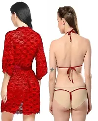 Combo Set of 1 Sexy Lace Robe and 1 Lingerie (Bra-Panty) Set-thumb4