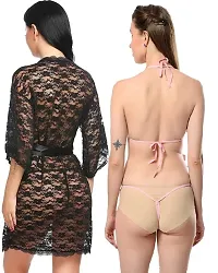 Combo Set of 1 Sexy Lace Robe and 1 Lingerie (Bra-Panty) Set-thumb4