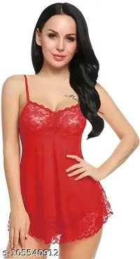 Combo Set of 1 Babydoll Nighty  and 1 Lace Bikini Set for Honeymoon and Wedding Night-thumb3