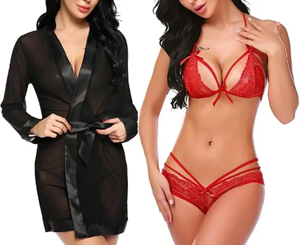 Honeymoon Nightdress and Lace Bikini Set