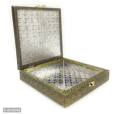 Meenakari Dry Fruit Box,Handicraft Dry Fruitbox,Oxidized Dry Fruit Box Wood Decorative Platter  (Golden)(Elephant Design)-thumb3