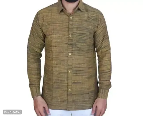 Reliable Olive Cotton Solid Long Sleeves Casual Shirts For Men-thumb0