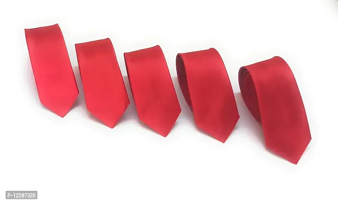 Generic red plain tie 5pcs-thumb0
