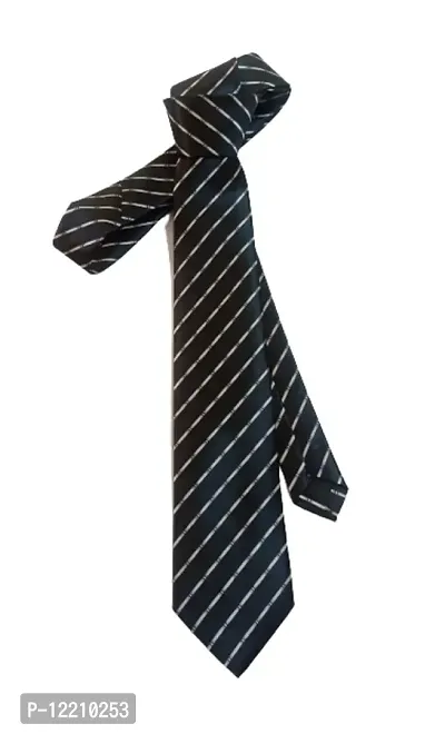 Justin dustin Black Stripes Printed Tie Satin-thumb0