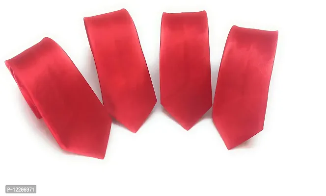 Generic red plain tie 4pcs-thumb0