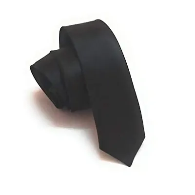 Generic plain black nerrow tie